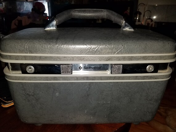 grey vintage suitcase