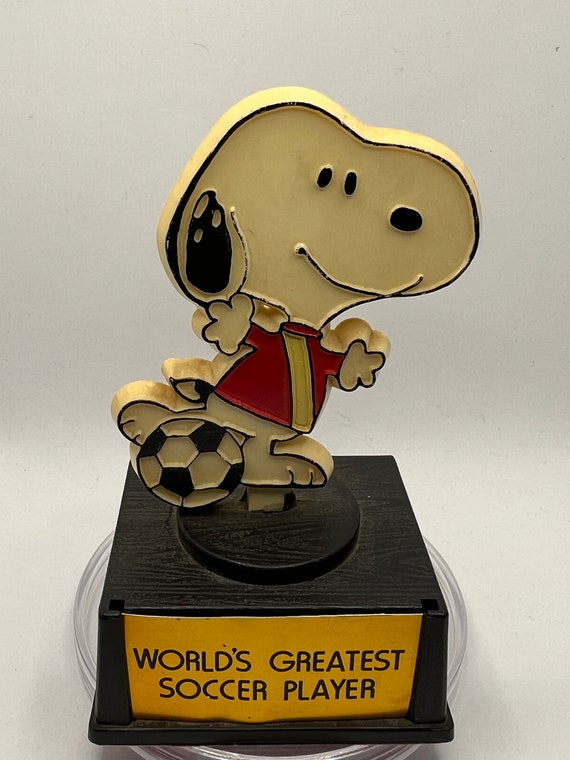 1970's Aviva Peanuts Snoopy Soccer Trophy “world's Greatest Soccer