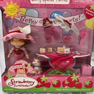 2002 Seltene BAN DAI Erdbeer Shortcake Happy Birthday Mit Custard Cat Mint in Box.