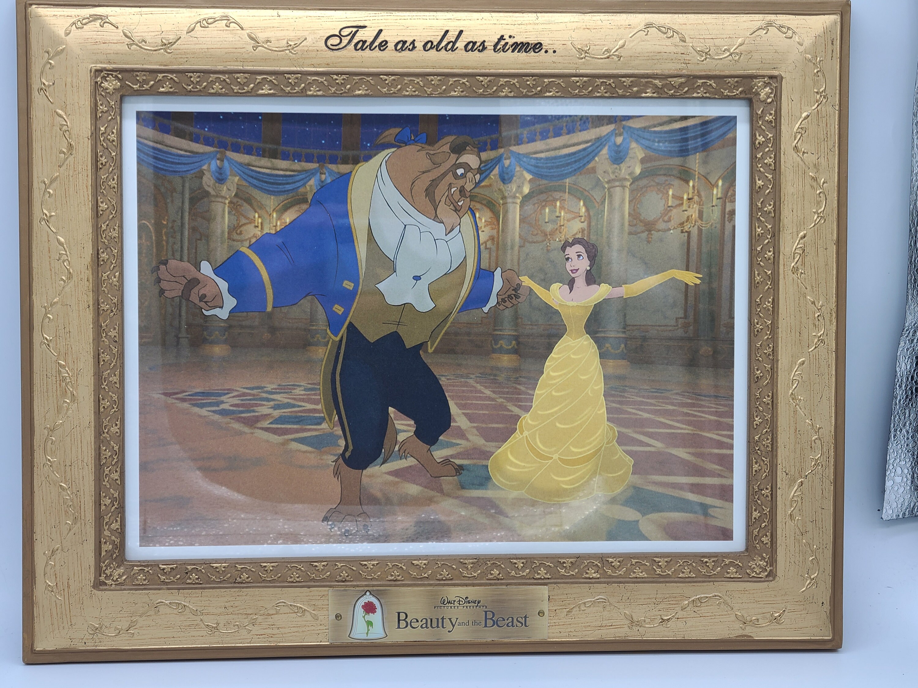 Vintage Disney's Beauty and the Beast Lithograph With Frame and
