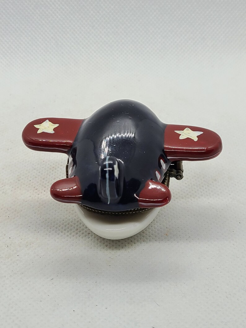 Vintage Porcelain Hinged Box Airplane With Pilot Trinket. Etsy