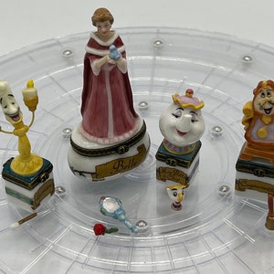 Disney’s Beauty and the Beast Lumiere, Belle, Mrs. Potts and Cogsworth  Porcelain Hinged Box. Disney Trinket Boxes. Sold Separately!