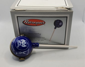 1998 Blue Tootsie Pop Porcelain Hinged Box with Original Box.