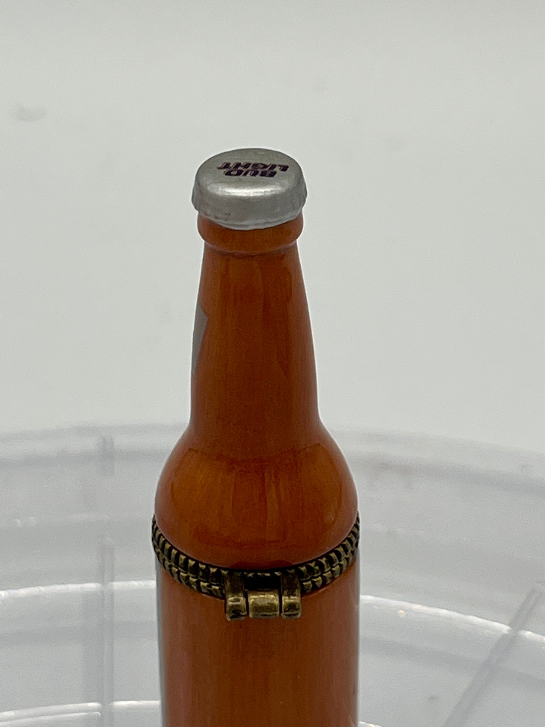 Bud Lite Beer Bottle Porcelain Trinket Box With Pretzel - PHB 2000