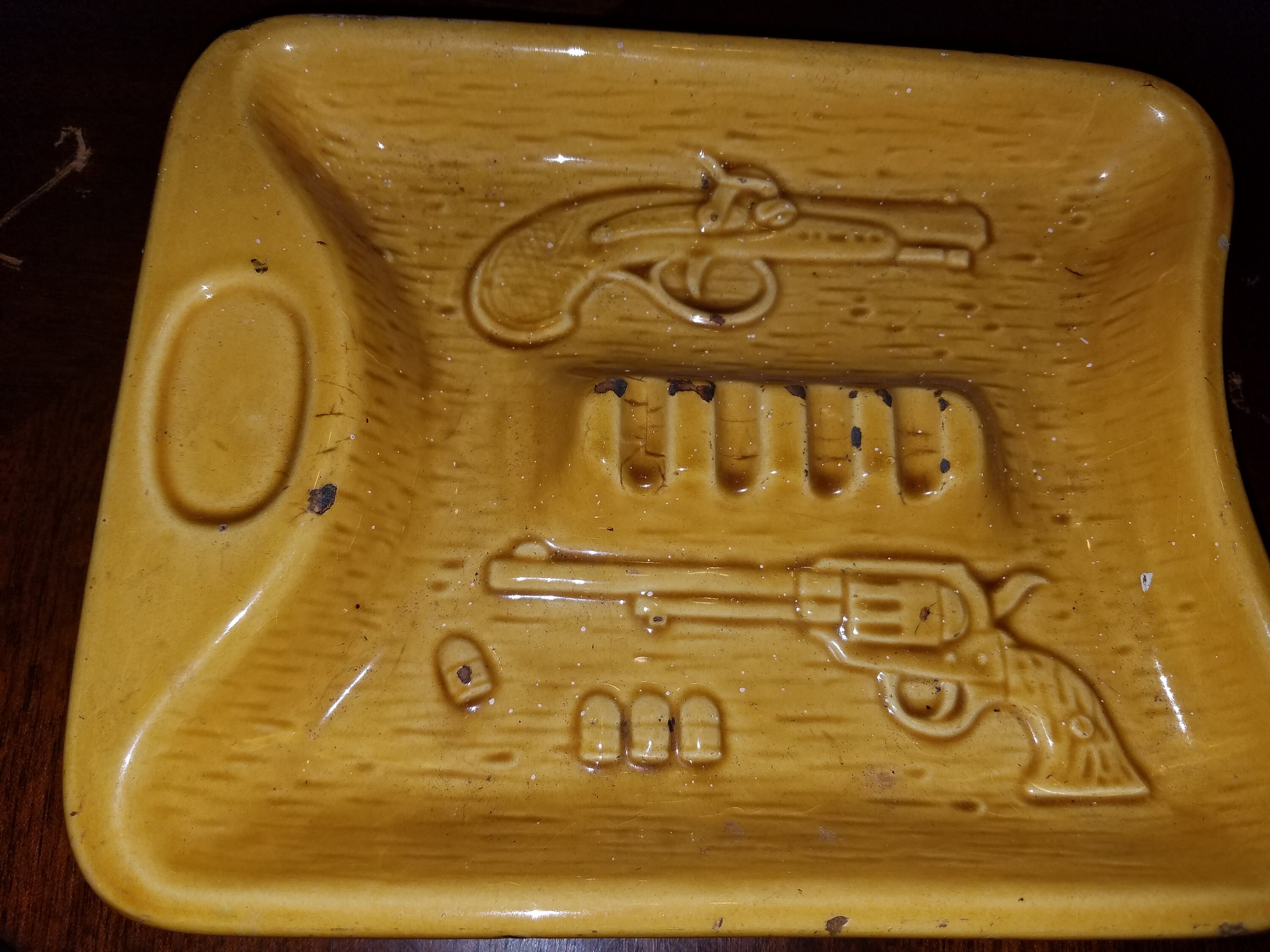Vintage Ceramic Ashtray with 3D Molded Guns Vintage Etsy