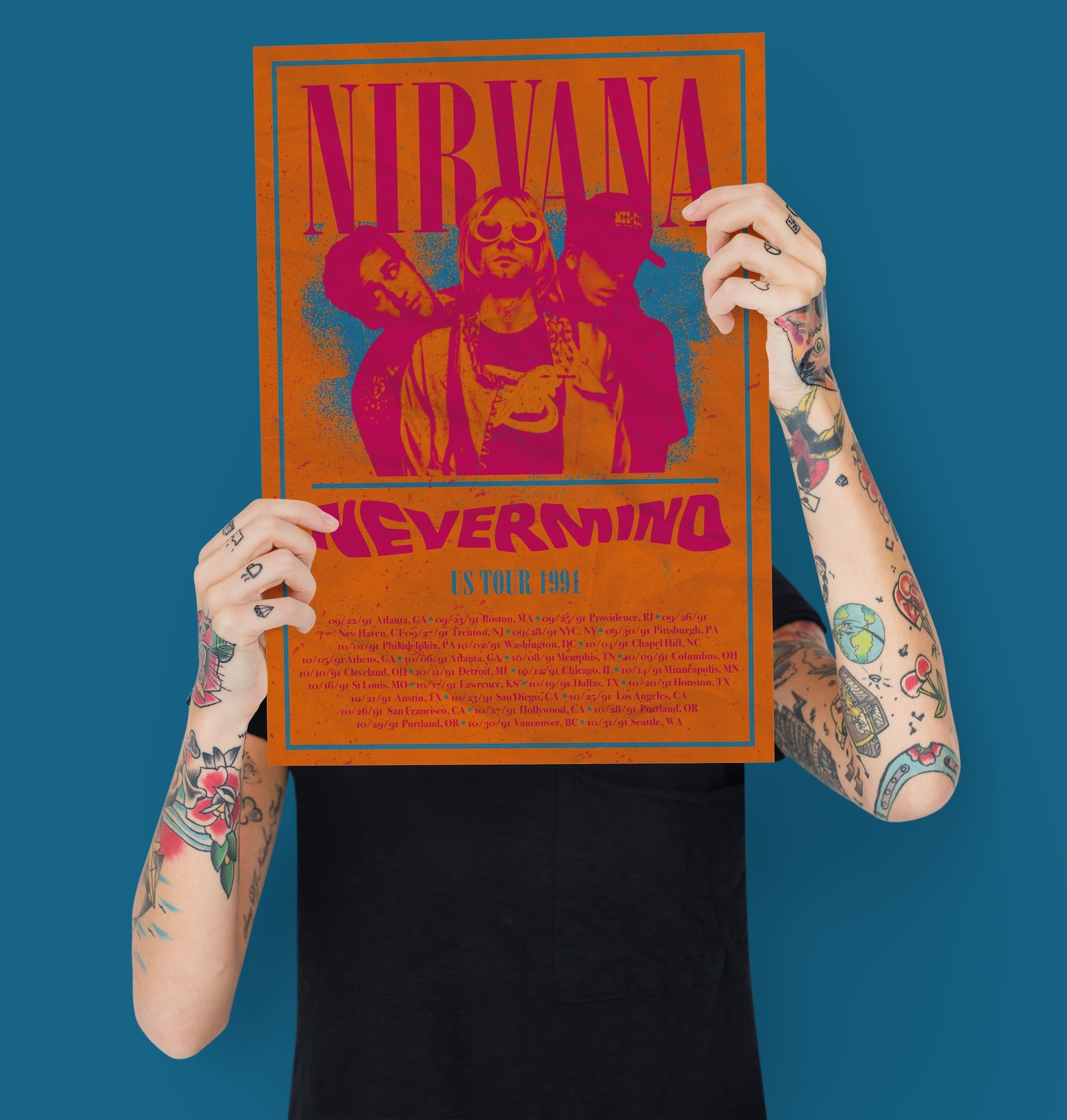 Nirvana Poster Nirvana Concert Poster Nirvana Kurt Cobain Etsy UK
