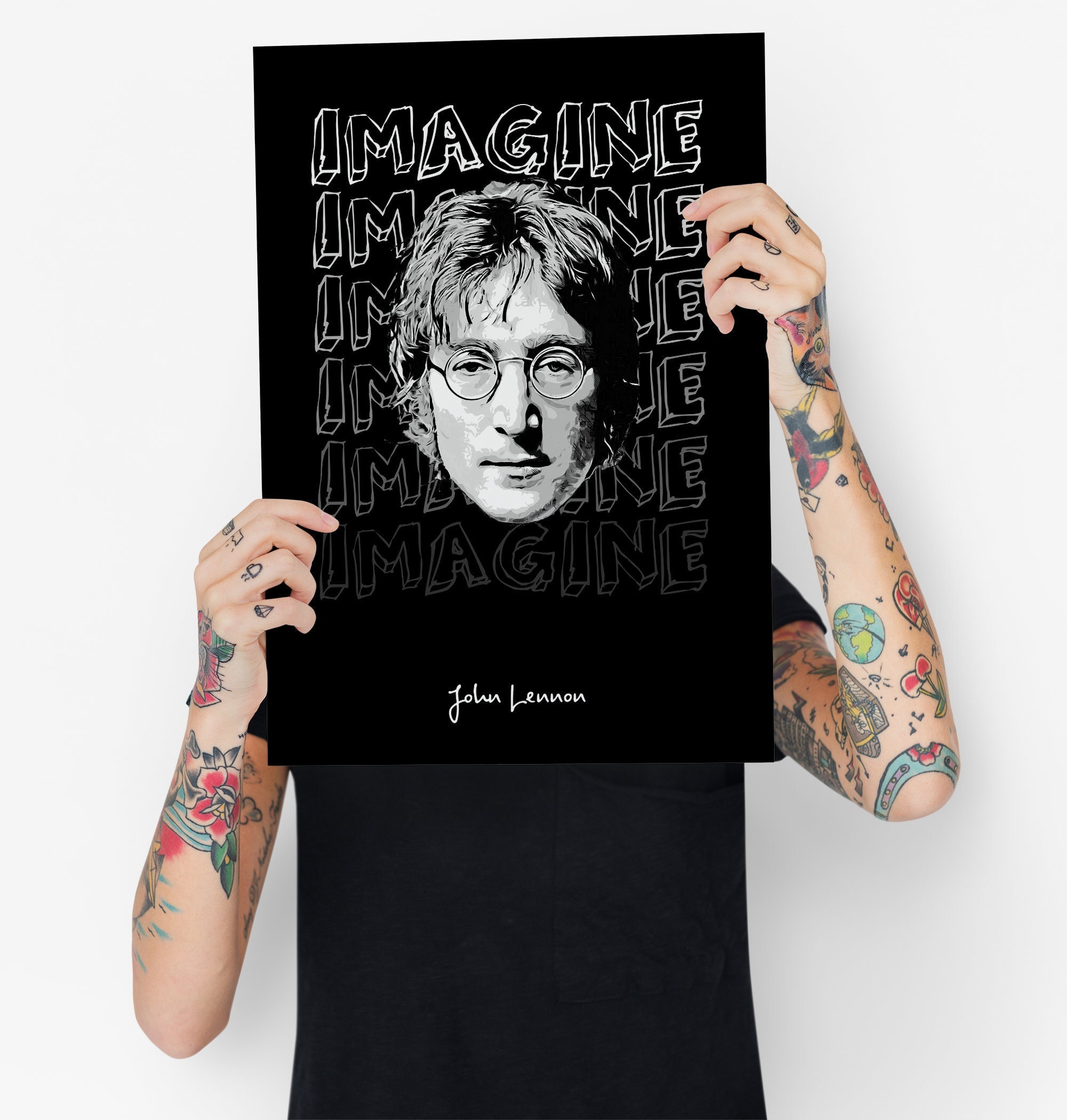 John Lennon Poster Imagine Lyrics Poster Music Wall - Etsy