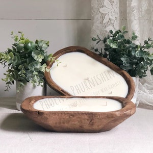 Dough Bowl Soy Candle - Wood Bowl Candle - Hand Carved Wood Bowl Candle - Three Wick Soy Wax Wood Candle - Dough Bowl Candle