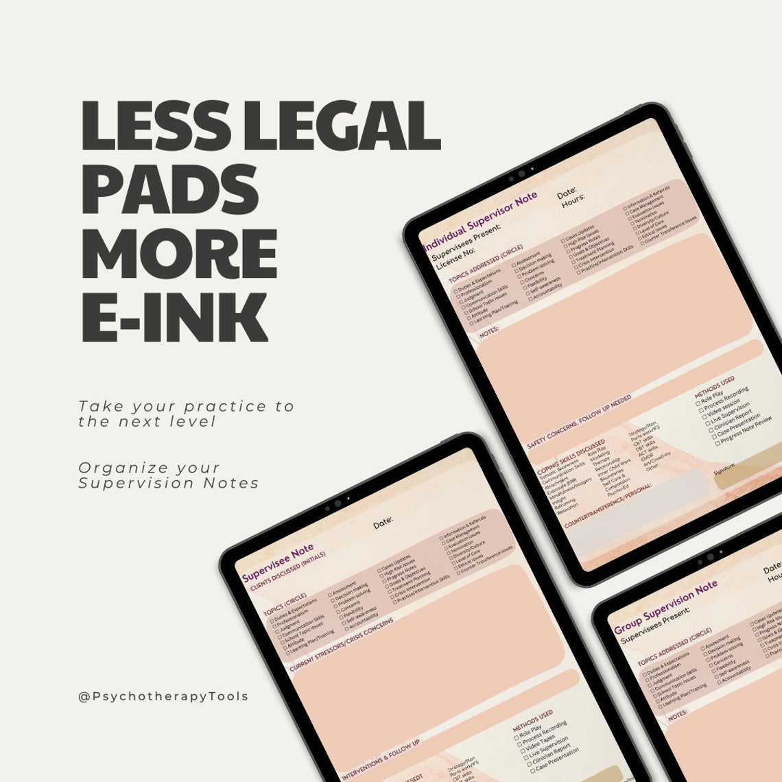 Progress Note Templates for Remarkable, Supernote, Therapist ...