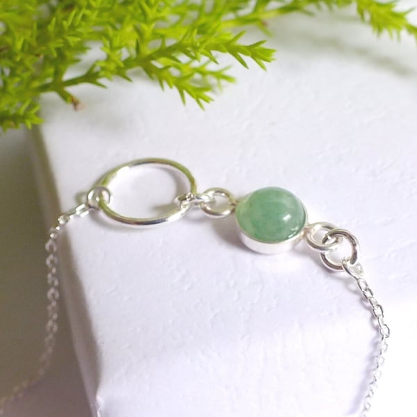 Sterling silver, Aventurine bracelet, dainty bracelet, boho bracelet, minimalist bracelet,  gift for her, layering bracelet, green gem