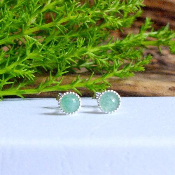 Sterling silver, Aventurine studs, dainty studs, genuine Aventurine, 4mm studs, dainty studs, green studs, gemstone earrings, every day wear