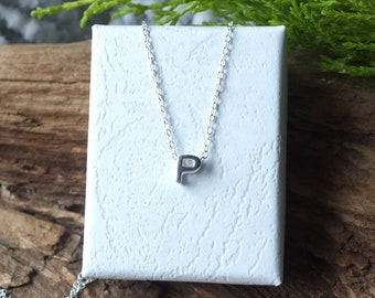 Sterling silver initial necklace, Letter P necklace, initial P necklace, silver initial necklace, dainty necklace, personalised necklace