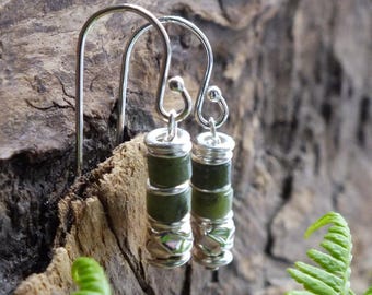 Sterling Silver Jade Drop Earrings: Artisan Boho Jewelry