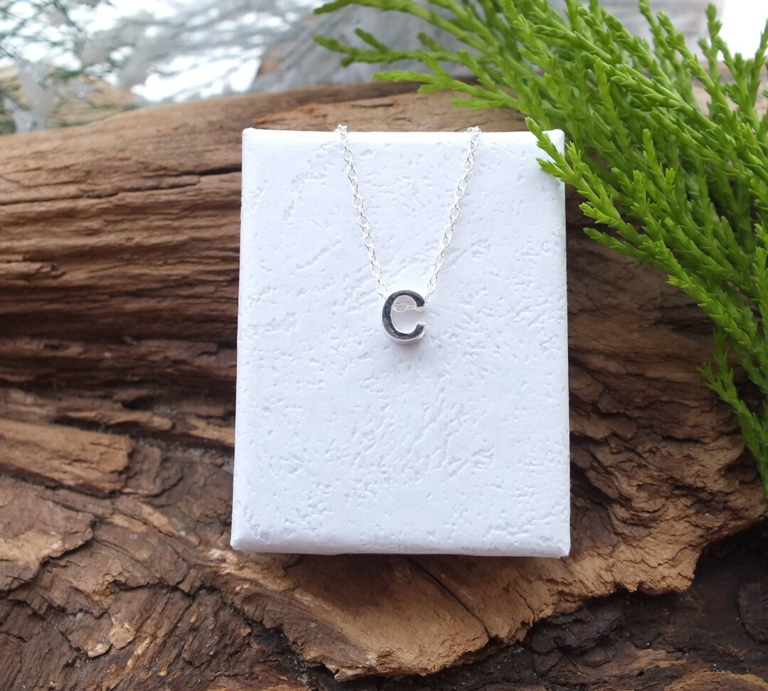 Sterling Silver Initial Necklace Letter C Necklace Initial C Etsy UK