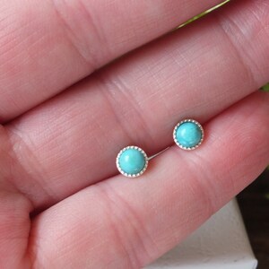 Sterling Silver Turquoise Studs: December Birthstone Earrings (4mm) image 6