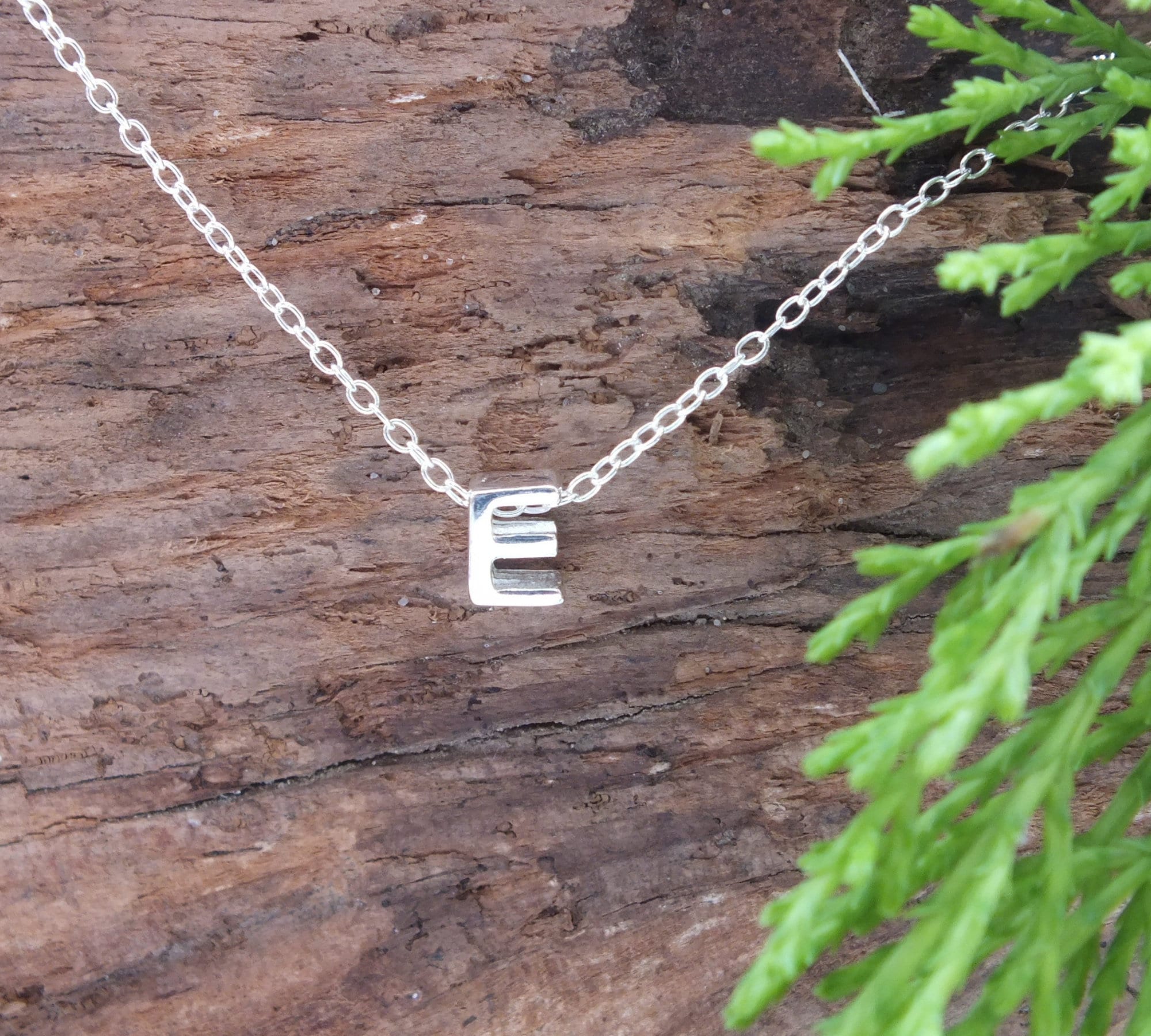 Sterling Silver Initial Necklace Letter E Necklace Initial E Etsy UK