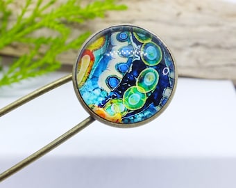 Shawl pin, scarf pin, decorative pin, shawl brooch, scarf pin, rustic shawl pin, cabochon shawl pin, pin for shawl, stitch counter,