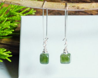 Handcrafted Sterling Silver Green Fluorite Dangle Earrings