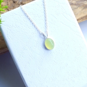 Sterling Silver New Jade Necklace: Light Green Serpentine Pendant
