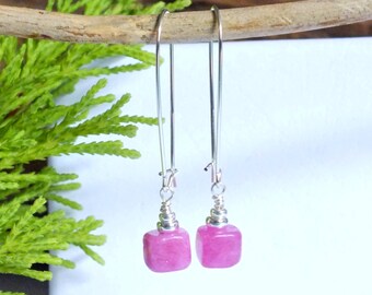 Sterling Silver Pink Tourmaline Earrings: Long Dangle Gemstone