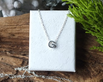 Silver Initial Necklace - Etsy