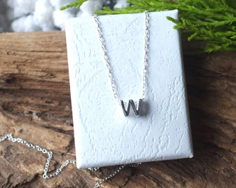 Sterling silver initial necklace, Letter W necklace, initial W necklace, silver initial necklace, dainty necklace, personalised necklace