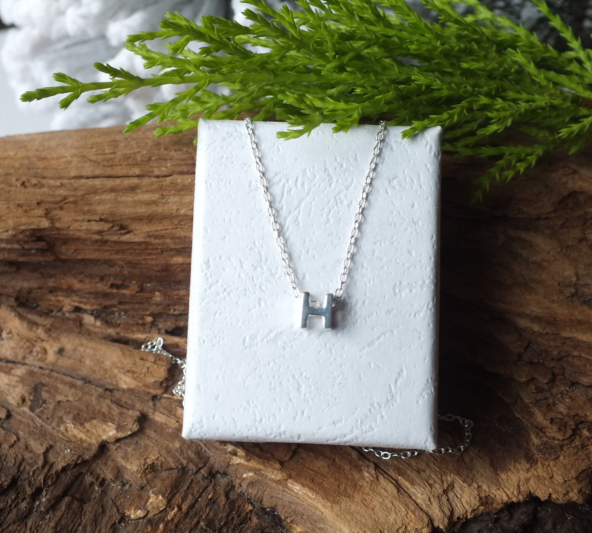 Sterling Silver Initial Necklace Letter H Necklace Initial H Necklace