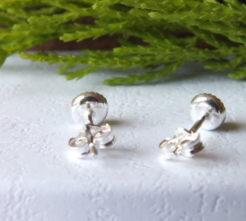 Sterling Silver Turquoise Studs: December Birthstone Earrings (4mm) image 4