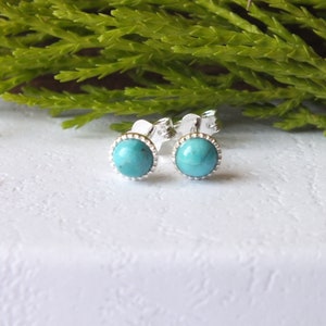 Sterling Silver Turquoise Studs: December Birthstone Earrings (4mm) image 5
