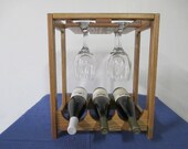 Items Similar To Wood Wine And Glass Rack Countertop Wine Rack