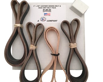 1x30 High Grit & Leather Belt Assorted 15 Pack 600, 800,1000 Grit with Buffing Compound