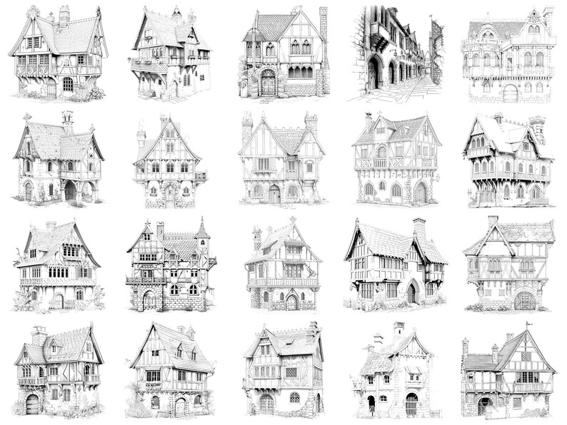 House Medieval Procreate Stamps & Photoshop Brushes – 100+ Place House ...