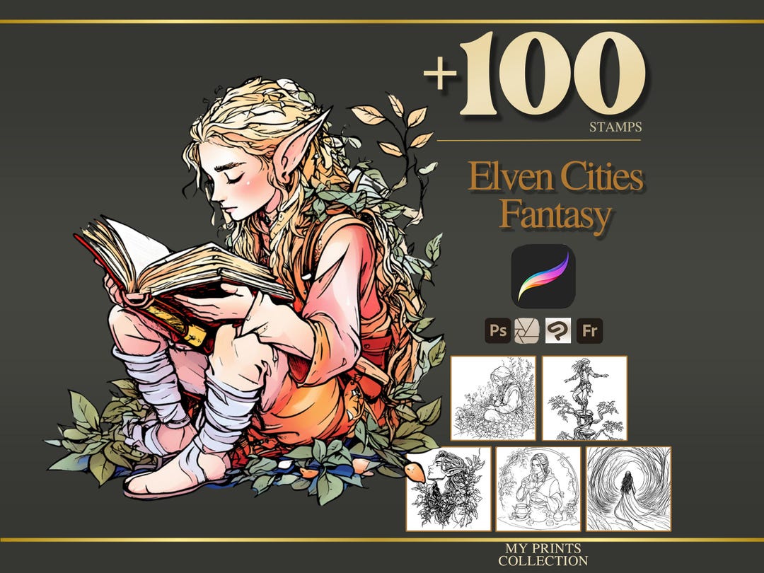 Elven Cities Warrior Realistic Procreate Stamps & Photoshop Brushes ...
