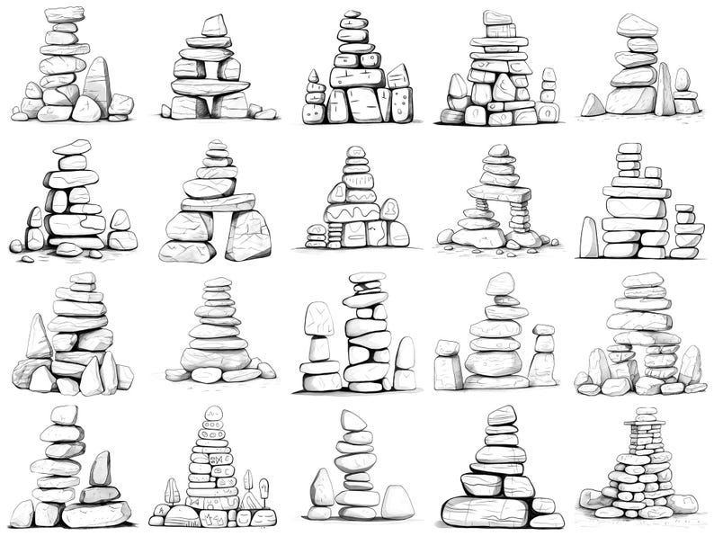 Stone Cairn Photoshop Brushes & Procreate Stamps – 100+ Flower ...