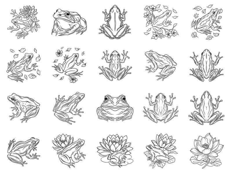 Frog and Toad Japanese Tattoo Procreate Stamps & Photoshop Brushes ...
