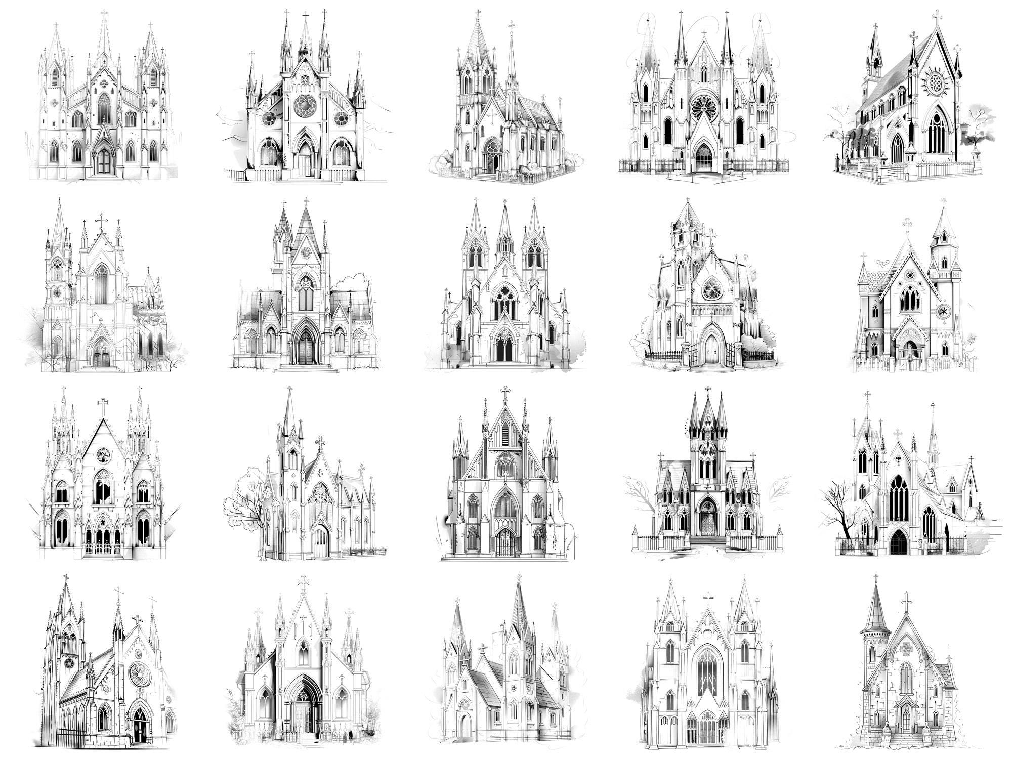 Gothic Church Photoshop Brushes & Procreate Stamps – 100+ Place House ...