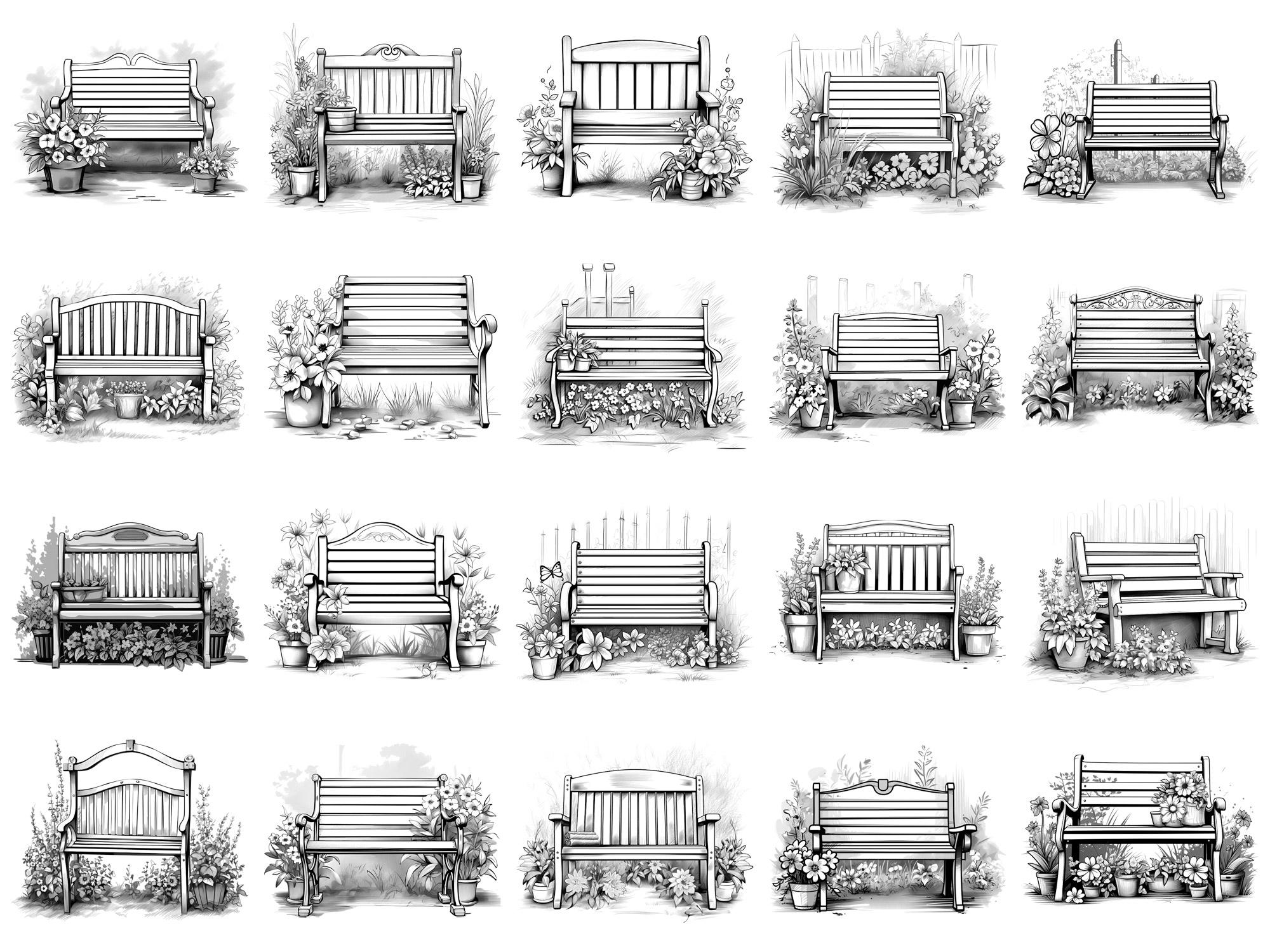 Garden Bench Floral PNG Bundle – 100+ Cricut & Silhouette Files, SVG ...