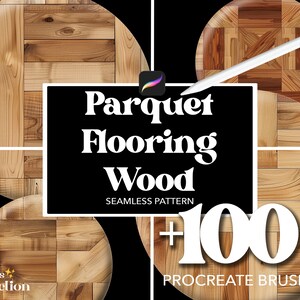 Más de 100 pinceles para suelos de parqué de madera de Procreate, pinceles de superposición de texturas con patrones abstractos sin costuras, pinceles de corteza de árbol, corcho y cartón de Procreate