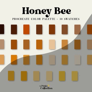 Amostras de paleta de cores Honey Bee Procreate, download de cores digitais, paleta sazonal, pacote de paleta de cores, Earth Caramel Boho Spring Orange
