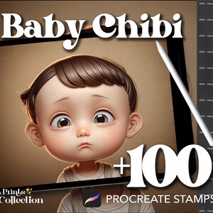 100+ Procreate Head Baby Chibi Stamps, Body Figure Pose Sketch Cartoon Manga Anime, Digital Download, Digital Art Supply, Procreate Brush