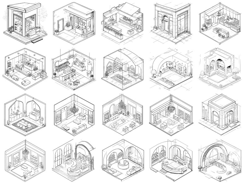 Isometric Shop and Store Scenes Procreate Stamps & Photoshop Brushes ...