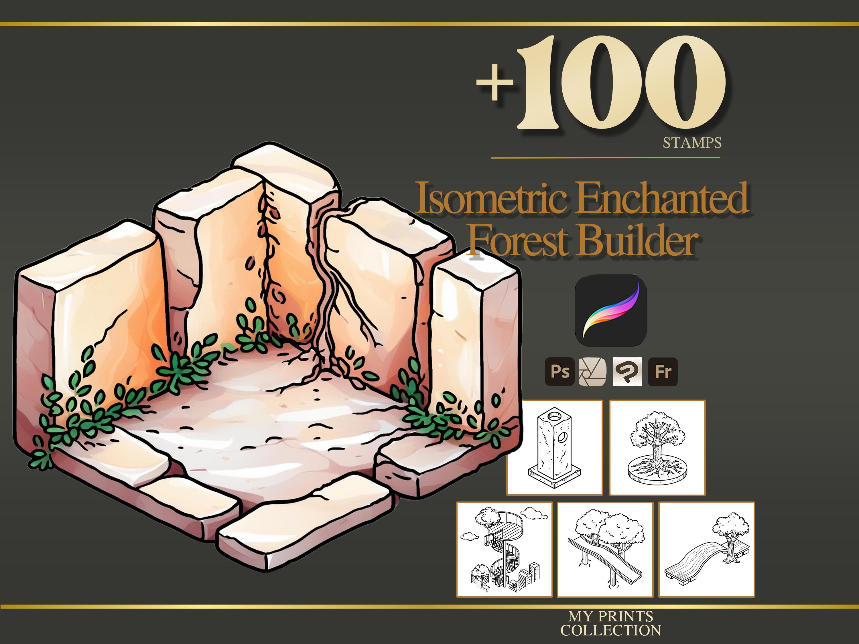 Isometric Enchanted Forest Builder Procreate Stamps & Photoshop Brushes ...