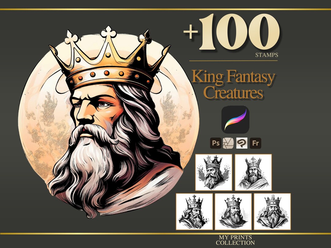 King Procreate Stamps & Photoshop Brushes – 100+ Fantasy Creatures ...