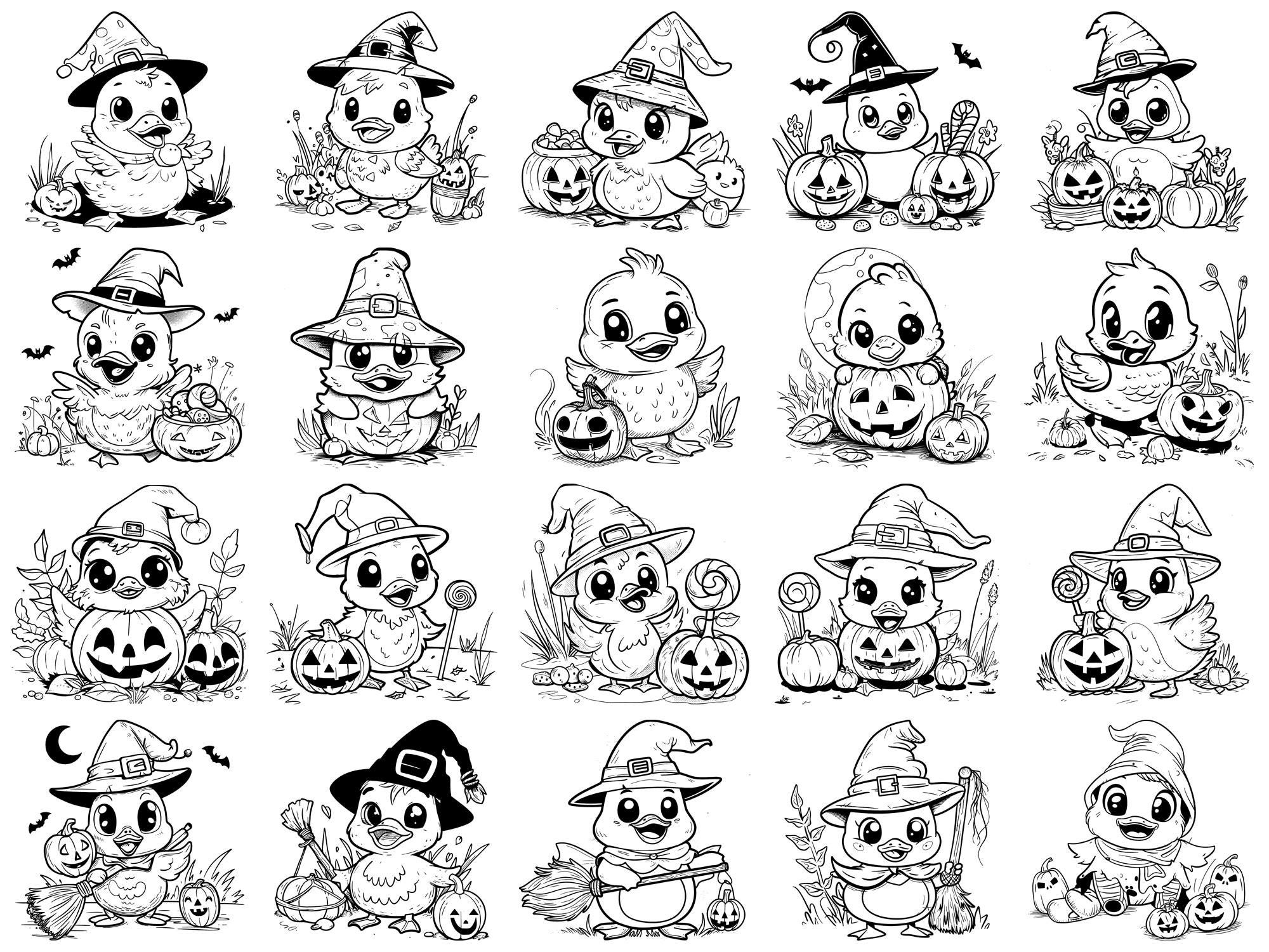 Duck Kawaii Halloween Procreate Stamps & Photoshop Brushes – 100 ...