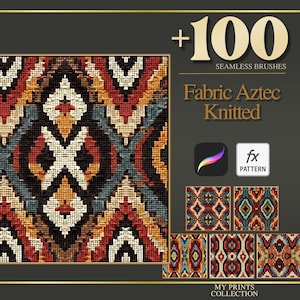 Aztec Knitted Fabric Procreate Texture Brush & Photoshop PAT Pattern - 100+ Seamless Texture Brushset, Digital Texture Design Tool