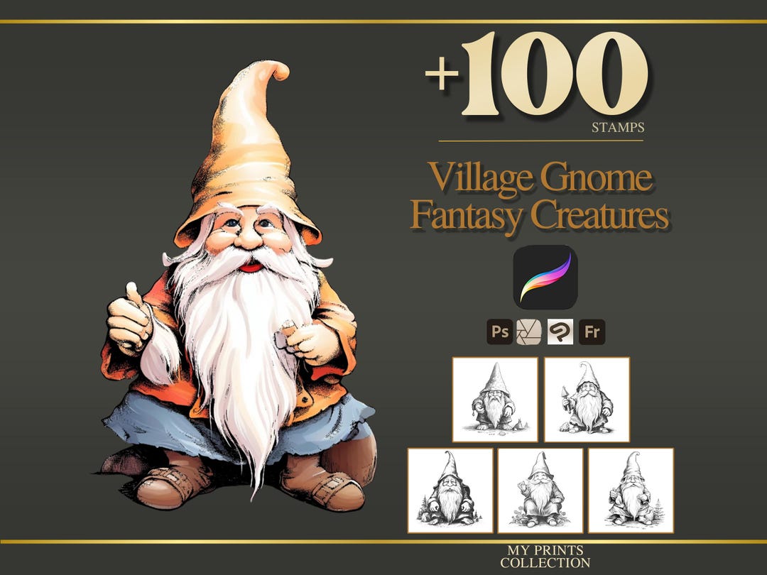 Village Gnome Procreate Stamps & Photoshop Brushes – 100+ Fantasy ...