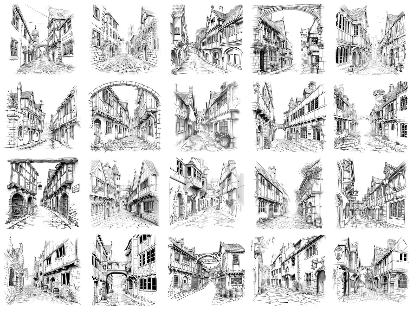 Medieval Street Procreate Stamp & Photoshop Brushes – 100+ Place House ...