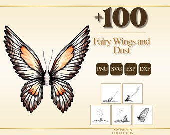 Fairy Wings and Dust PNG Clipart, 100+ Wing & Sparkle Dust Transparent Digital Download, Fairycore Commercial Use SVG EPS Dxf