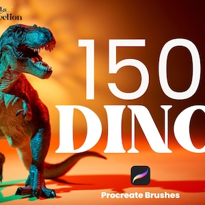 Dinosaur Procreate Brush Set | 150 Stamps | Dino Doodle | Cute Dinosaurs for Kids | Coloring | Outline Dino | Character Builder