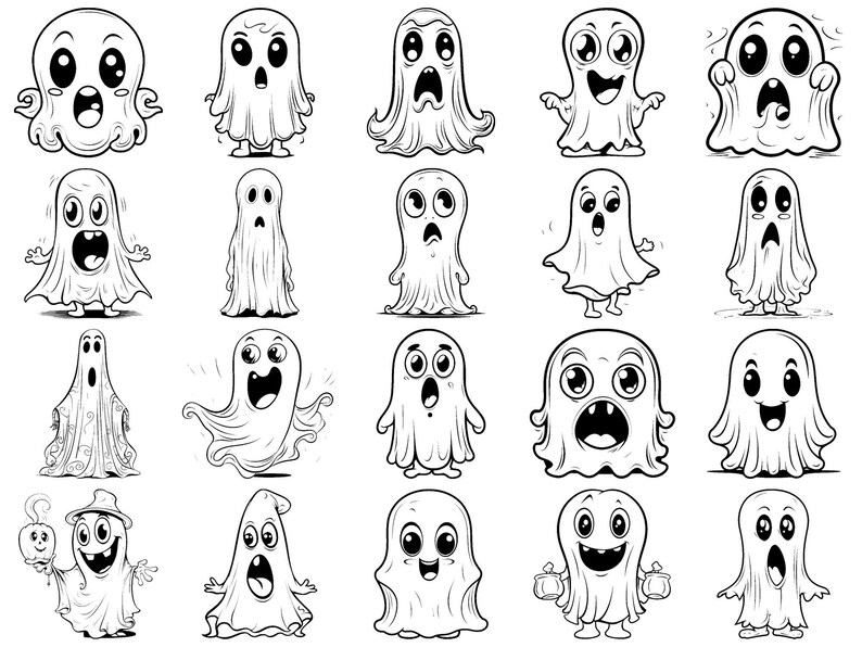 Cute Ghost Halloween Photoshop Brushes & Procreate Stamps – 100+ Tattoo ...
